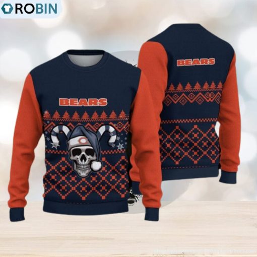 Chicago Bears Fans Skull Fabric Knitted Christmas Sweater