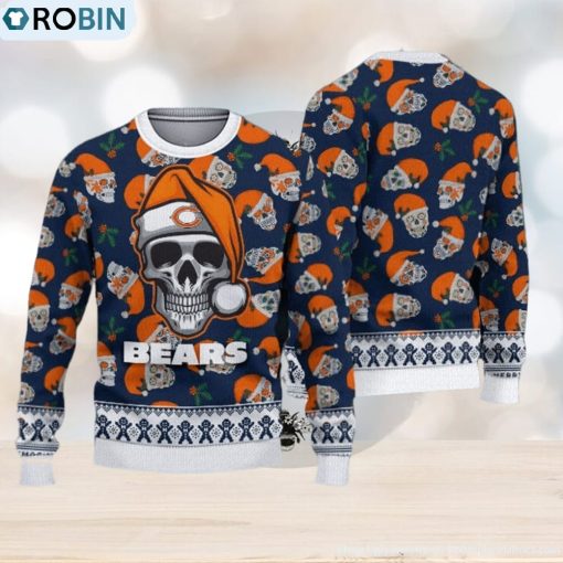 Chicago Bears Fans Skull Outwear Ugly Christmas Sweater