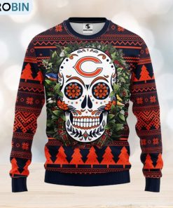 Chicago Bears Skull Flower Ugly Christmas Ugly Sweater
