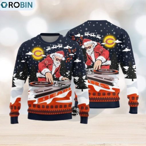Chicago Bears Teams Funny DJ Santa Knitted Sweater For Christmas