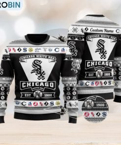 Chicago White Sox Football Team Logo Custom Name For Fans Ugly Christmas Sweater