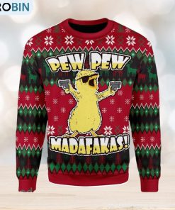 Chicken Pew Pew Madafakas Funny Chicken Gangster Meme Ugly Christmas Sweater, Xmas Gift Men And Women