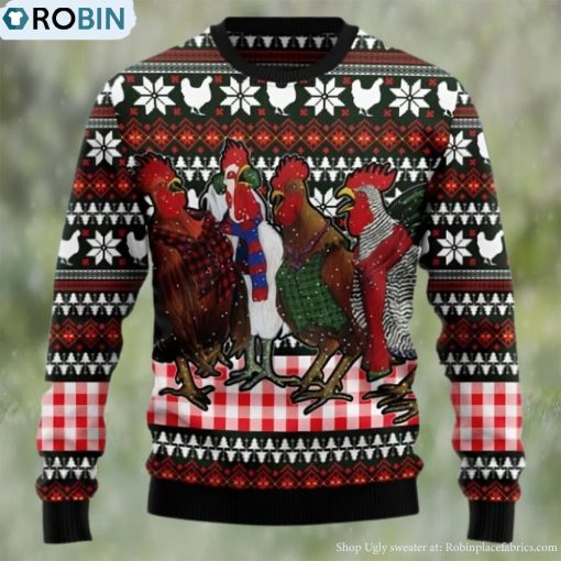 Chicken Under Snow Xmas 3D Sweater