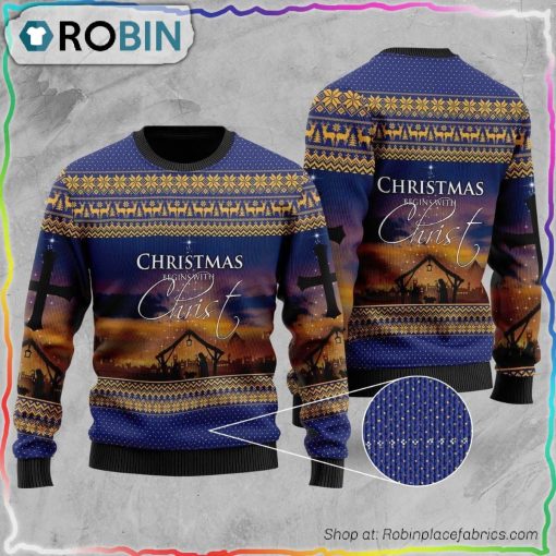 Christian Begin With Chirst Jesus Easter Ugly Christmas Sweater