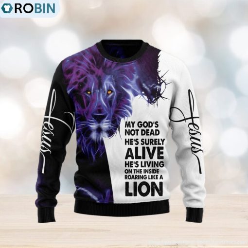 Christian Lion Style 3D Ugly Christmas Sweater Gift Men Women