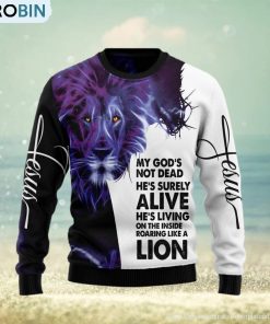 Christian Lion Style 3D Ugly Christmas Sweater Gift Men Women Christian Lion Style 3D Ugly Christmas Sweater Gift Men Women