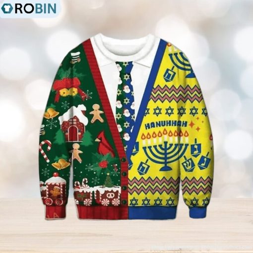 Christmas And Hanukkah Cadigan Costume 3D Funny Ugly Sweater