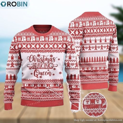 Christmas Baking Queen Baker Gift Ugly Sweater For Woman