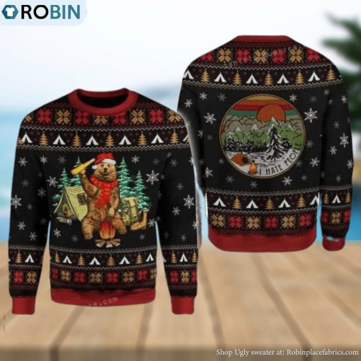 Christmas Bear Scarf Camping Knitting Pattern Ugly Sweater Christmas Party