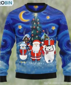 Christmas Card Polar Bear Santa Penguin Ugly Christmas Sweater