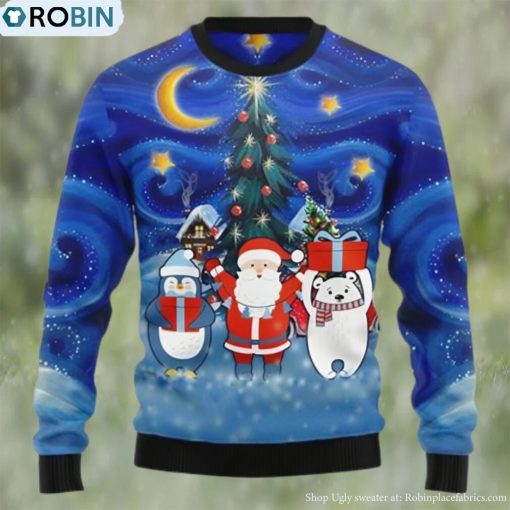 Christmas Card Polar Bear Santa Penguin Ugly Christmas Sweater