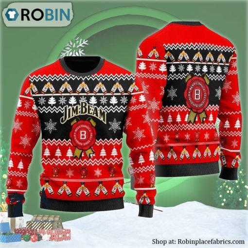 Christmas Cheers With Jim Beam Whiskey Ugly Christmas Sweater