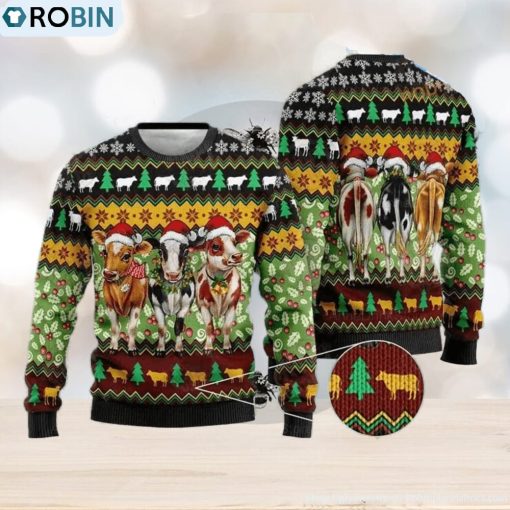 Christmas Cows Santa Claus 3D Funny Ugly Sweater 3D Gift Idea
