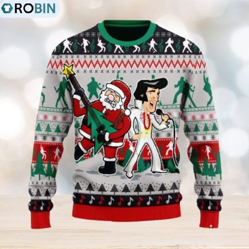 Christmas Gift Elvis Presley With Santa Men And Women Ugly Christmas Sweater