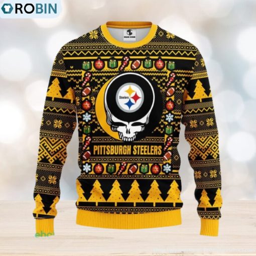Christmas Gift For NFL Fans Pittsburgh Steelers Grateful Dead Christmas Gift Pattern Ugly Christmas Sweater