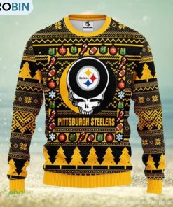 Christmas Gift For NFL Fans Pittsburgh Steelers Grateful Dead Christmas Gift Pattern Ugly Christmas Sweater
