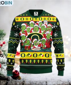 Christmas Gift NCAA Oregon Ducks Cute 12 Grinch Face Xmas Day Men And Women Ugly Christmas Sweater
