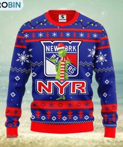Christmas Gift NHL New York Rangers Logo With Funny Grinch Men And Women Ugly Christmas Sweater For Fans Christmas Gift NHL New York Rangers Logo With Funny Grinch Men And Women Ugly Christmas Sweater For Fans