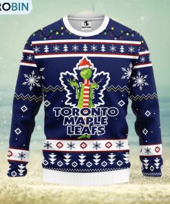 Christmas Gift NHL Toronto Maple Leafs Logo With Funny Grinch Men And Women Ugly Christmas Sweater For Fans