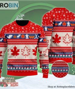Christmas Hohoho Canada Maple Leaf Ugly Christmas Sweater