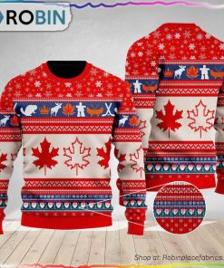 Christmas Hohoho Canada Maple Leaf Ugly Sweater