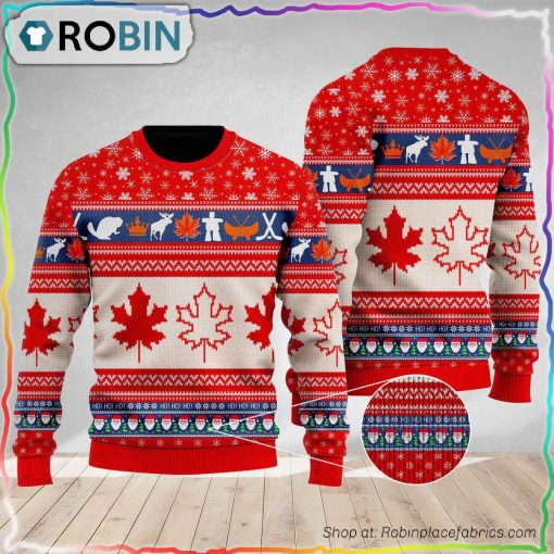 Christmas Hohoho Canada Maple Leaf Ugly Sweater