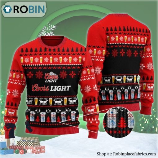 Christmas Scenes With Coors Light Beer Ugly Christmas Sweater