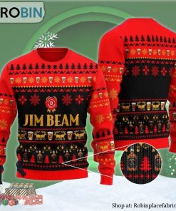 Christmas Scenes With Jim Beam Bourbon Ugly Christmas Sweater