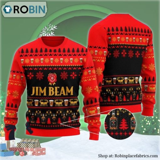 Christmas Scenes With Jim Beam Bourbon Ugly Christmas Sweater