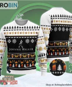 Christmas Scenes With Johnnie Walker Whiskey Ugly Christmas Sweater