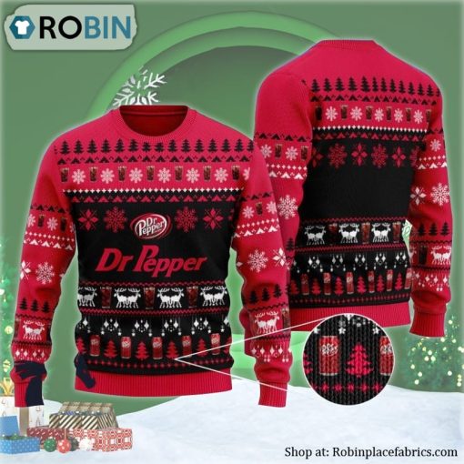 Christmas Scenes With Red Dr Pepper Ugly Christmas Sweater