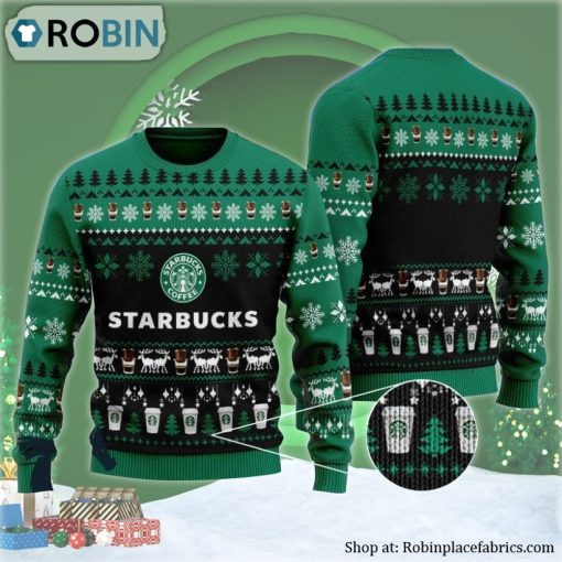 Christmas Scenes With Starbucks Coffee Ugly Christmas Sweater