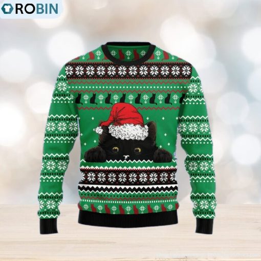 Christmas Ugly Sweater Black Cat Hide Funny Sweater Gift For Men And Women
