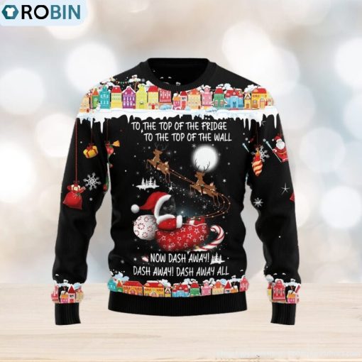 Christmas Ugly Sweater Black Cat Sleigh Christmas Funny Sweater Gift For Men And Women