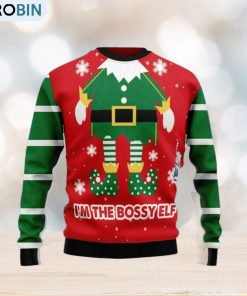 Christmas Ugly Sweater Bossy Elf Funny Sweater Gift For Men And Women