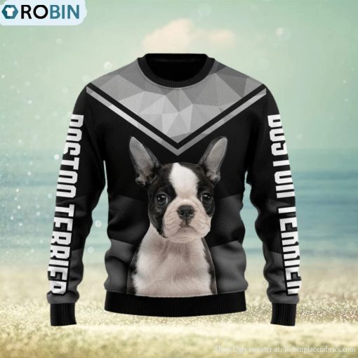 Christmas Ugly Sweater Boston Terrier Funny Sweater Gift For Men And Women