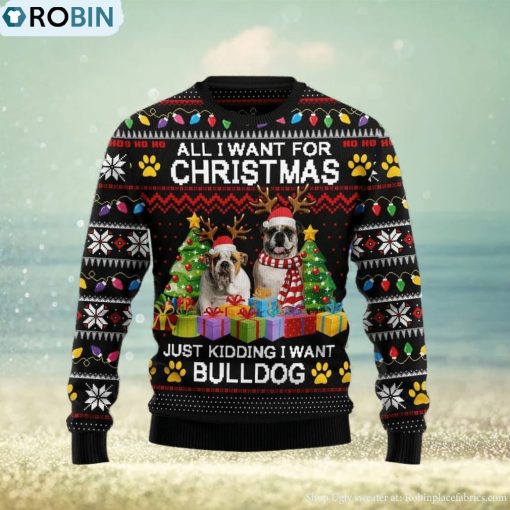 Christmas Ugly Sweater Bulldog Christmas Funny Sweater Gift For Men And Women