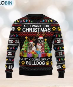 Christmas Ugly Sweater Bulldog Christmas Funny Sweater Gift For Men And Women