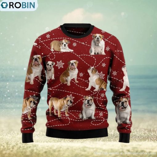Christmas Ugly Sweater Bulldog Xmas Funny Sweater Gift For Men And Women