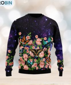 Christmas Ugly Sweater Butterfly Flowers Funny Sweater Gift For Men And Women Christmas Ugly Sweater Butterfly Flowers Funny Sweater Gift For Men And Women