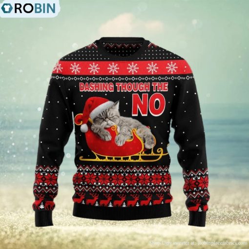 Christmas Ugly Sweater Cat Dashing Funny Sweater Gift For Men And Women