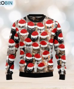 Christmas Ugly Sweater Cat Glasses Funny Sweater Gift For Men And Women