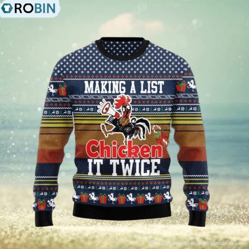 Christmas Ugly Sweater Chicken It Twice Funny Sweater Gift For Men And Women