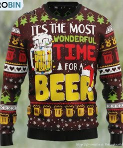 Christmas Wonderful Time For A Beer Ugly Christmas Sweater, Xmas Sweatshirt Christmas Wonderful Time For A Beer Ugly Christmas Sweater, Xmas Sweatshirt