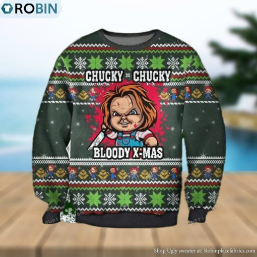 Chucky Chucky – Bloody X mas Horror Movie Ugly Sweater For Woman