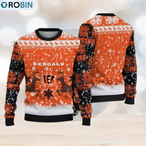 Cincinnati Bengals Fans Reindeer Fireplace Knitted Christmas Sweater