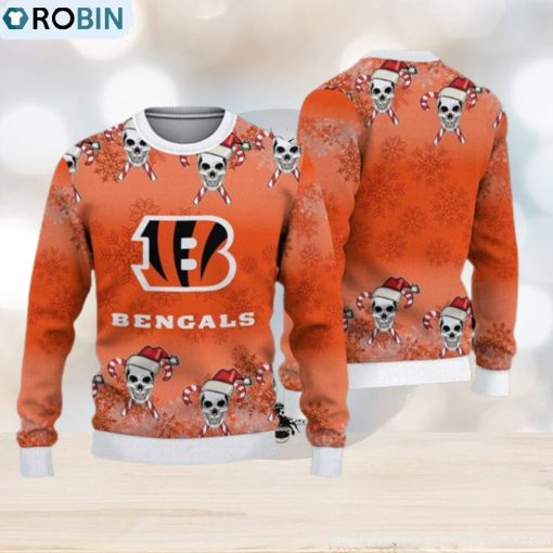 Cincinnati Bengals Fans Skull Cookies Ugly Christmas Sweater