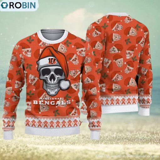 Cincinnati Bengals Fans Skull Sleigh Knitted Christmas Sweater