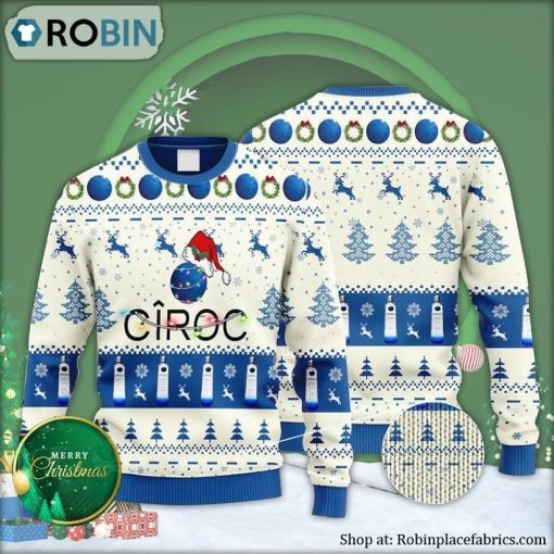 Ciroc Vodka Reindeer Snowy Night Ugly Christmas Sweater