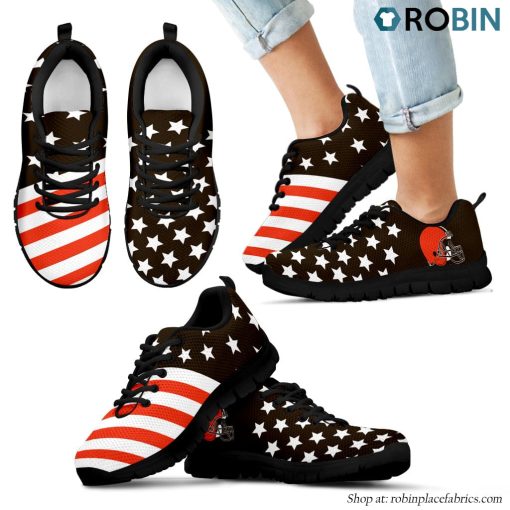 Cleveland Browns America Flag Full Stars Stripes Pattern Sneaker